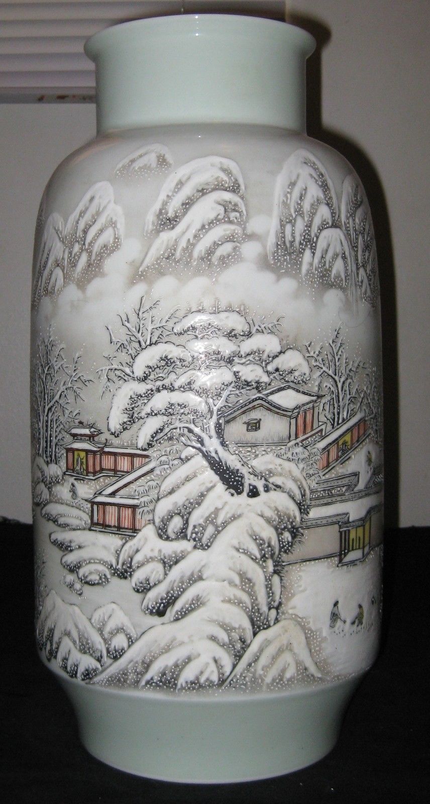 Chinese Enamelled Baluster Porcelain Vase By Artist He Xuren Signed.