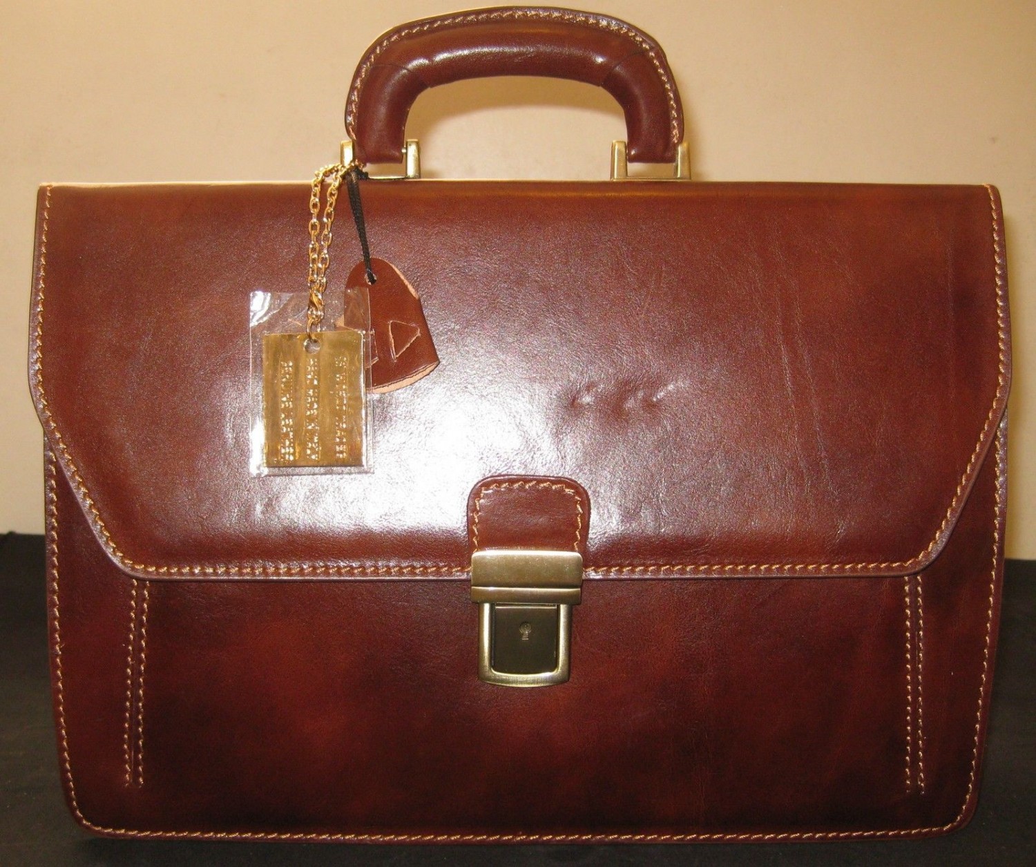 Italy Briefcase Leather- Romberg - Handmade In Tuscany- Brown Color.